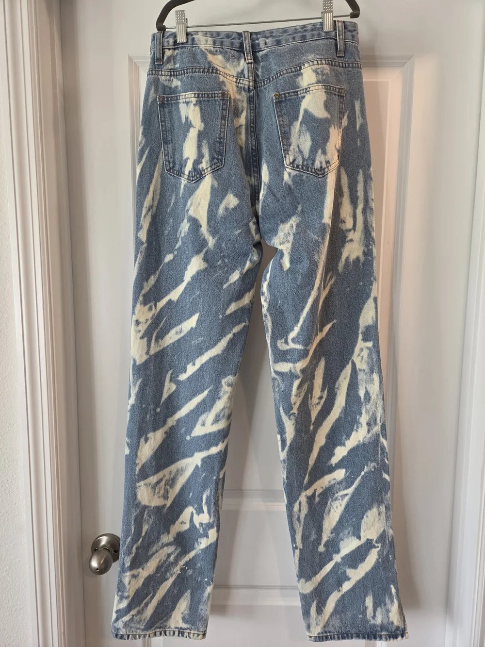 Lioness Bleach Tie Dye Straight Leg Jeans Side Slit Hem Size Small